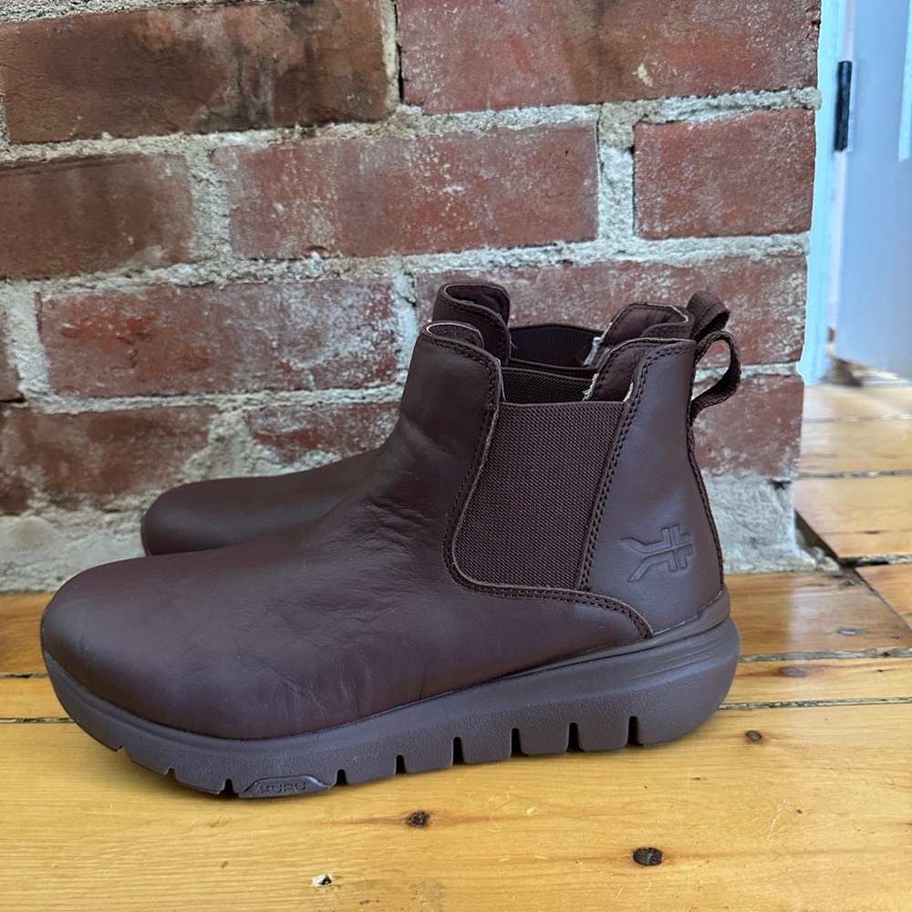 Brown Leather Slip-On Ankle Boots